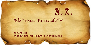 Márkus Kristóf névjegykártya